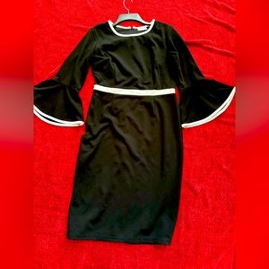 Black dress with white piping